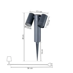 Prios prikspot Tulimar, 40 cm, zwart, 2-lamps