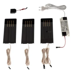 Prios Rixa LED meubelverlichting, zwart, 3 stuks
