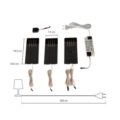 Prios Rixa LED meubelverlichting, zwart, 3 stuks