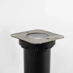 Prios Riya grondspot inbouwlamp, hoekig, roestvrij staal