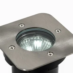 Prios Riya grondspot inbouwlamp, hoekig, roestvrij staal