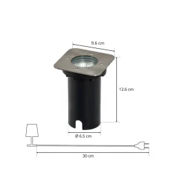 Prios Riya grondspot inbouwlamp, hoekig, roestvrij staal