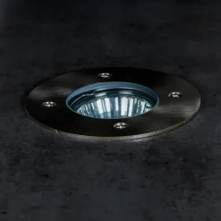 Prios Riya grondspot inbouwlamp, rond, roestvrij staal