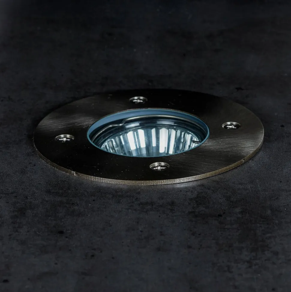 Prios Riya grondspot inbouwlamp, rond, roestvrij staal