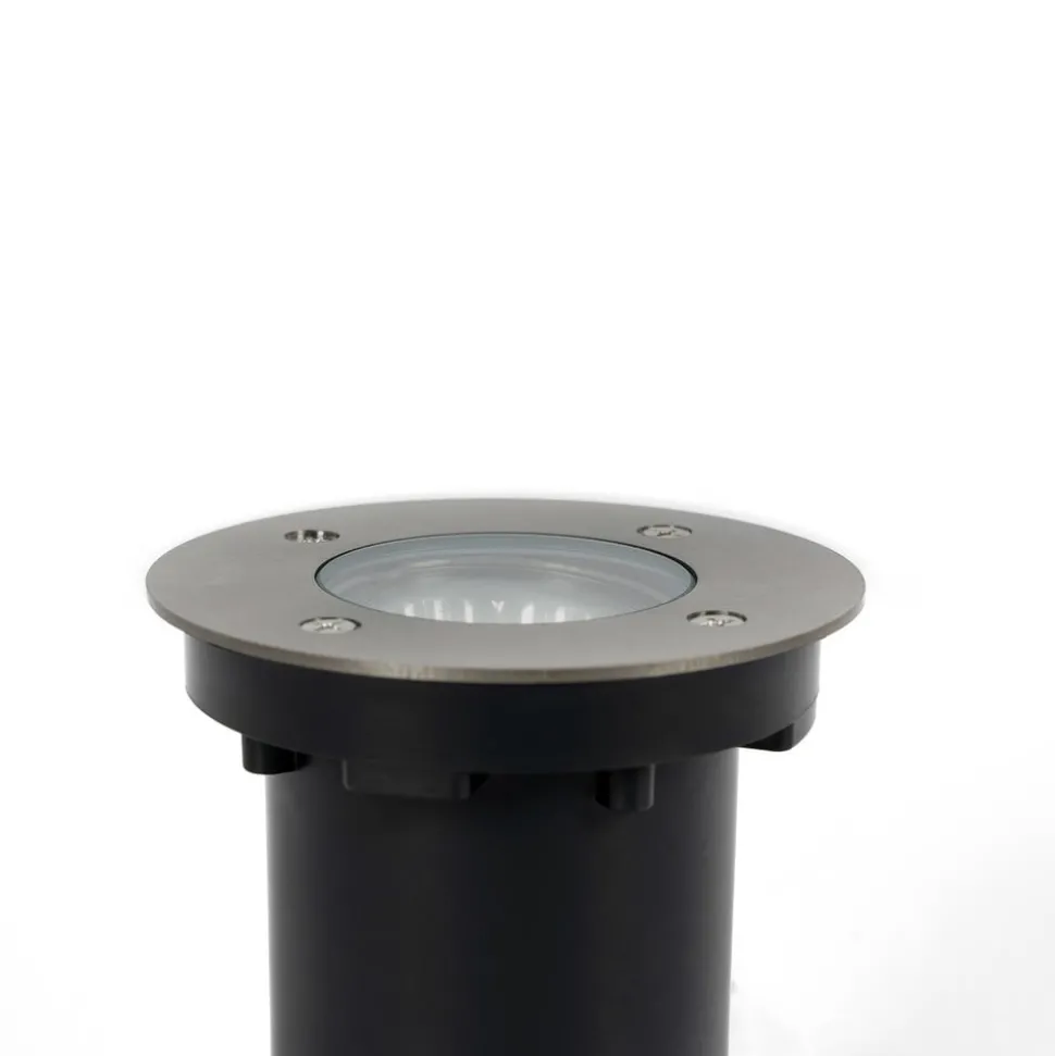 Prios Riya grondspot inbouwlamp, rond, roestvrij staal