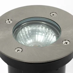 Prios Riya grondspot inbouwlamp, rond, roestvrij staal