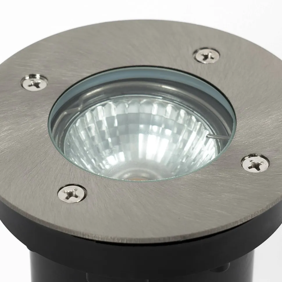 Prios Riya grondspot inbouwlamp, rond, roestvrij staal