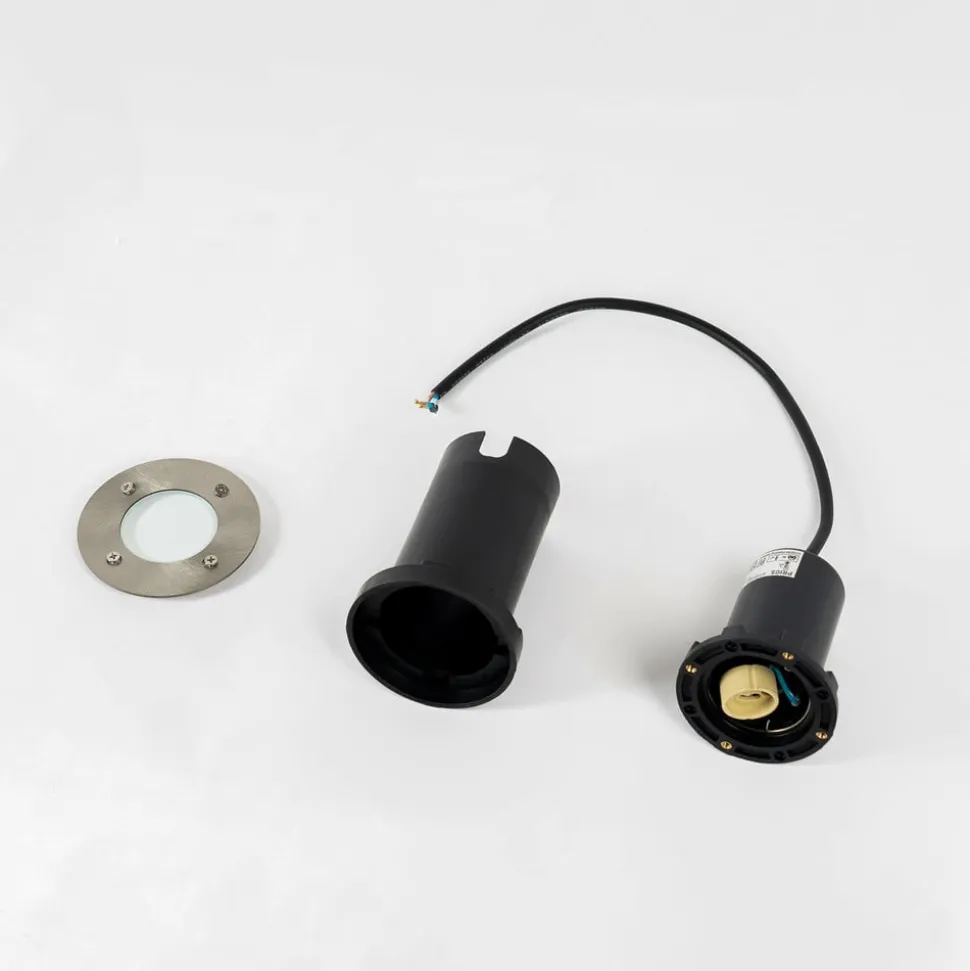 Prios Riya grondspot inbouwlamp, rond, roestvrij staal