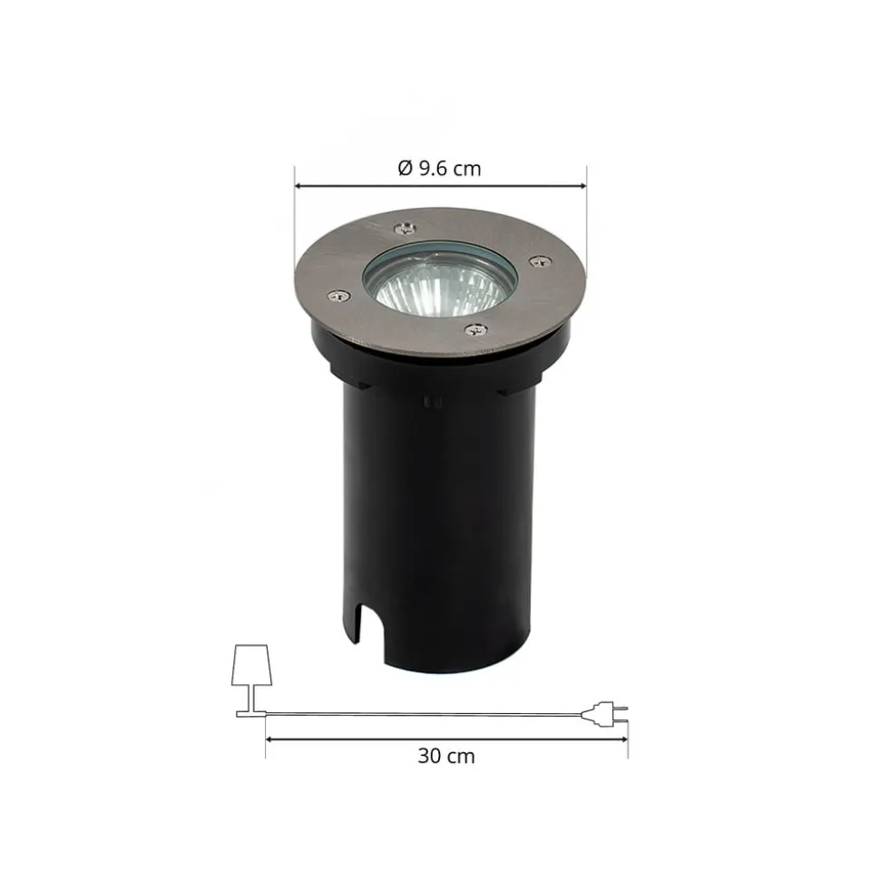 Prios Riya grondspot inbouwlamp, rond, roestvrij staal