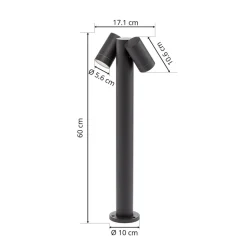 Prios tuinpadverlichting Tulimar, 2-lamps, 60cm, metaal, IP65