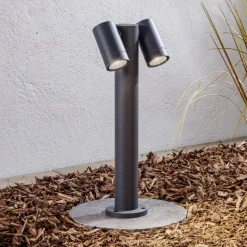 Prios Tulimar sokkellamp, 45 cm, antraciet, 2-lamps, aluminium