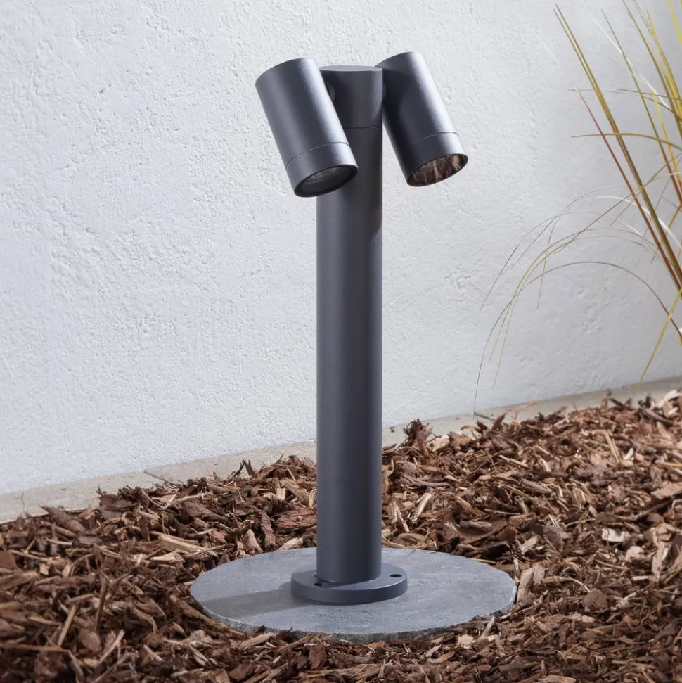 Prios Tulimar sokkellamp, 45 cm, antraciet, 2-lamps, aluminium