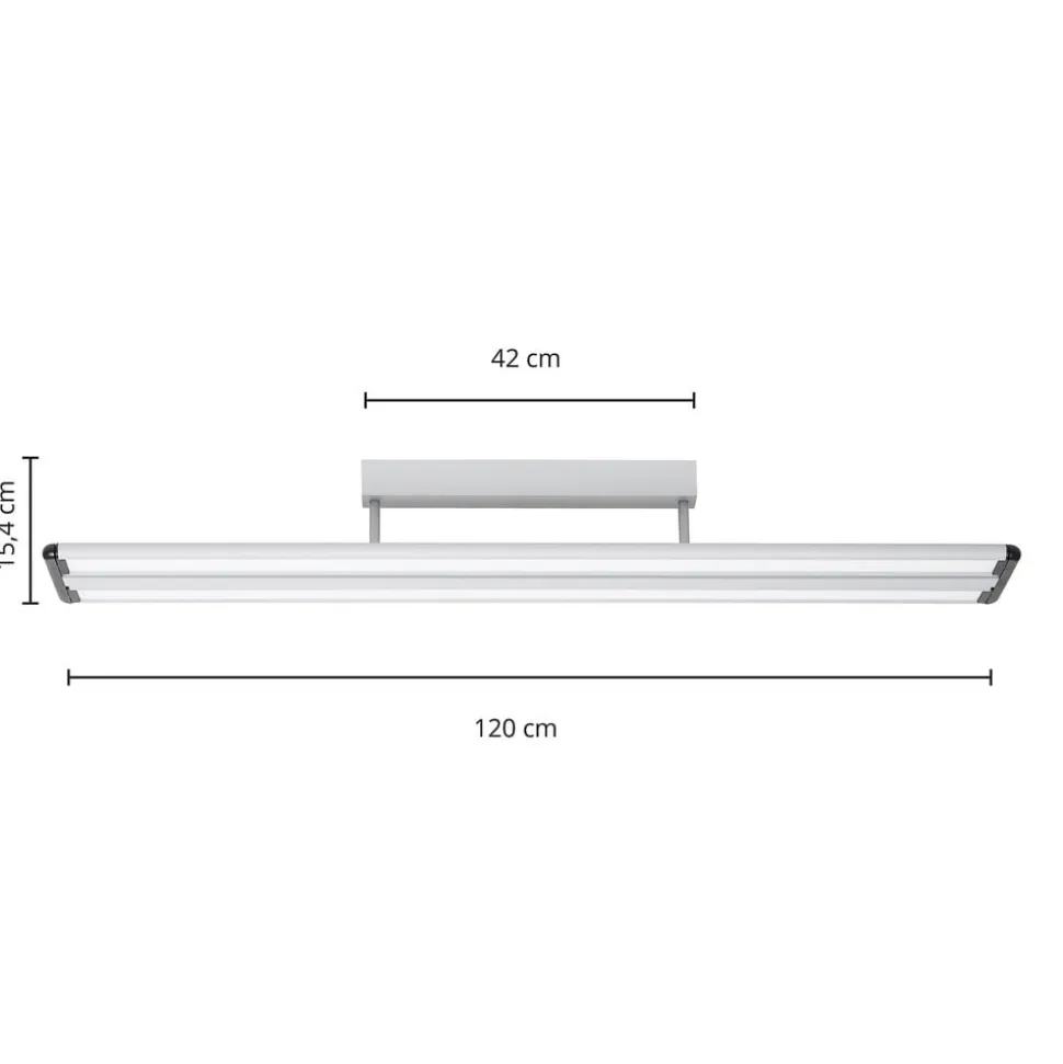 Prios Yuela LED plafondlamp, DALI, 120 cm, wit