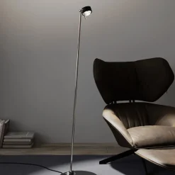 Puk! 80 Floor LED lenzen helder/mat zwart/chroom