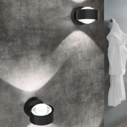 Puk Mini Wand, G9, heldere glazen, mat zwart