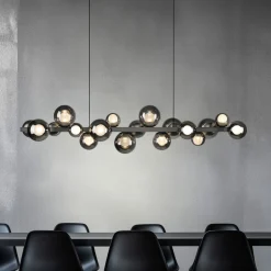 PURE LED hanglamp E-Popup, grijs, glas/metaal CCT 18-lichts.