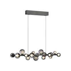 PURE LED hanglamp E-Popup, grijs, glas/metaal CCT 18-lichts.