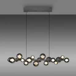 PURE LED hanglamp E-Popup, grijs, glas/metaal CCT 18-lichts.