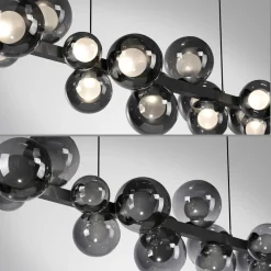 PURE LED hanglamp E-Popup, grijs, glas/metaal CCT 18-lichts.