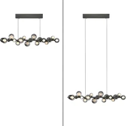 PURE LED hanglamp E-Popup, grijs, glas/metaal CCT 18-lichts.