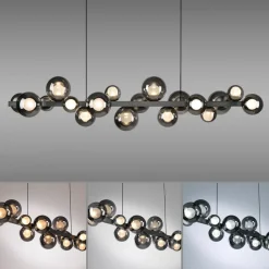 PURE LED hanglamp E-Popup, grijs, glas/metaal CCT 18-lichts.