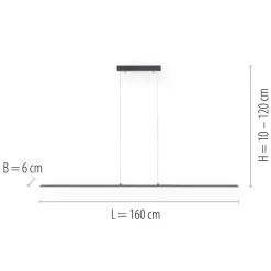 PURE LED hanglamp Lite, antraciet, 160 cm, CCT, dimbaar