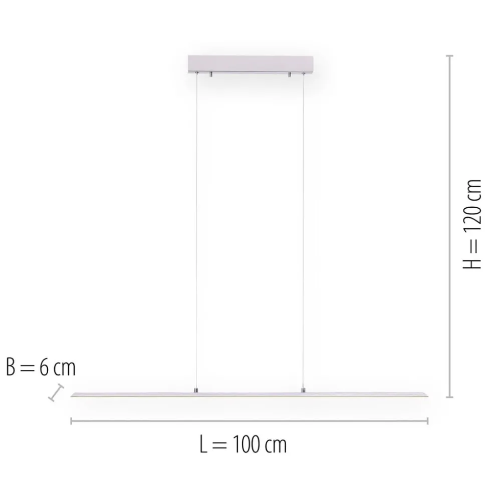 PURE LED hanglamp Lite, zilver, 100 cm, CCT, dimbaar