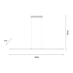 PURE LED hanglamp Lite, zilver, 160 cm, CCT, dimbaar