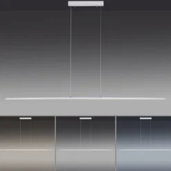 PURE LED hanglamp Lite, zilver, 160 cm, CCT, dimbaar