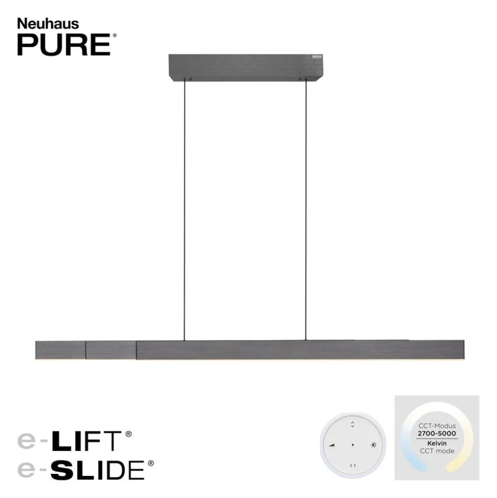 PURE LED hanglamp Moto-Rise, grijs, aluminium, CCT
