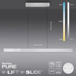 PURE LED hanglamp Moto-Rise, zilver, aluminium CCT