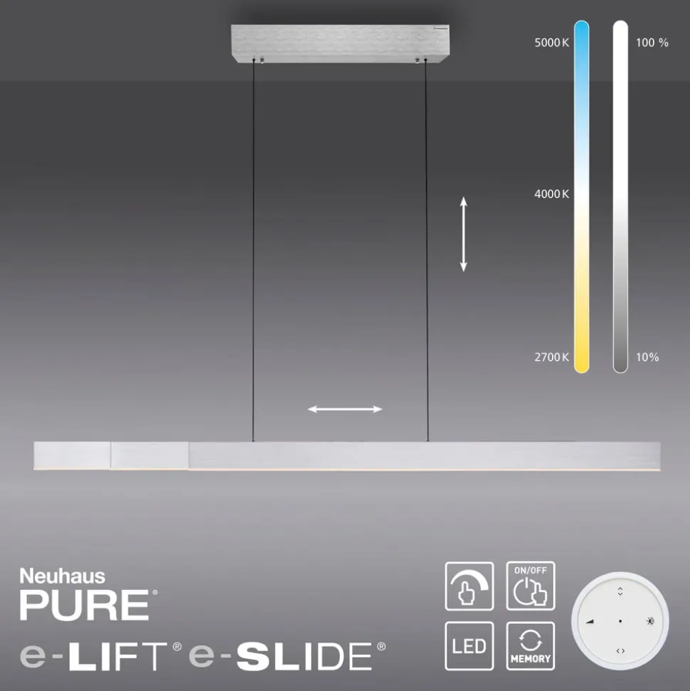 PURE LED hanglamp Moto-Rise, zilver, aluminium CCT