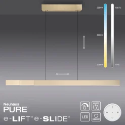 PURE LED hanglamp Moto-Rise, mat messing, aluminium CCT