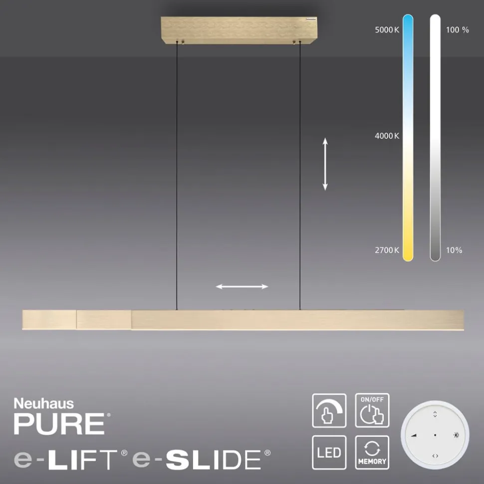 PURE LED hanglamp Moto-Rise, mat messing, aluminium CCT