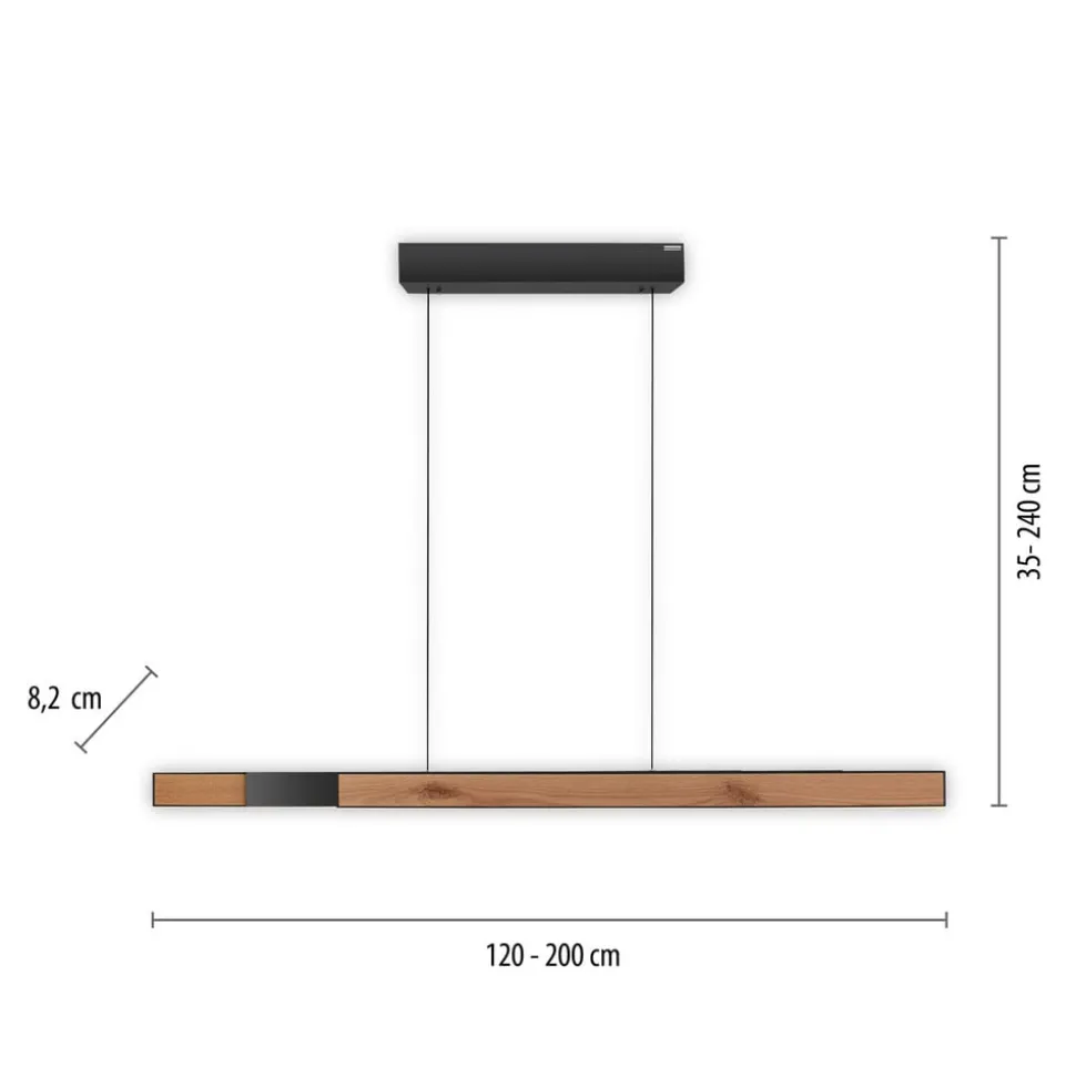 PURE LED hanglamp Moto-Rise, houtkleurig, aluminium, CCT