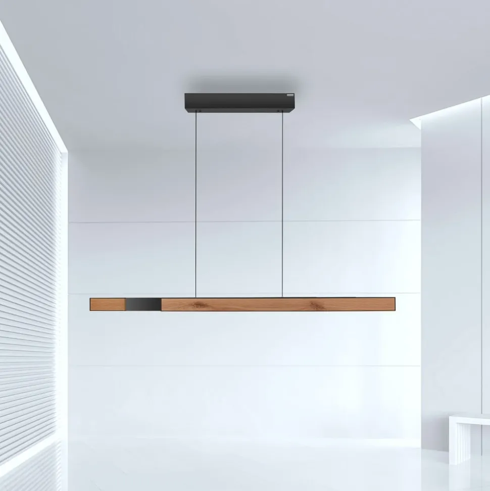 PURE LED hanglamp Moto-Rise, houtkleurig, aluminium, CCT