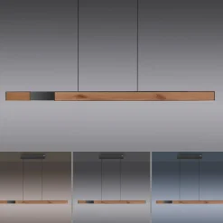 PURE LED hanglamp Moto-Rise, houtkleurig, aluminium, CCT