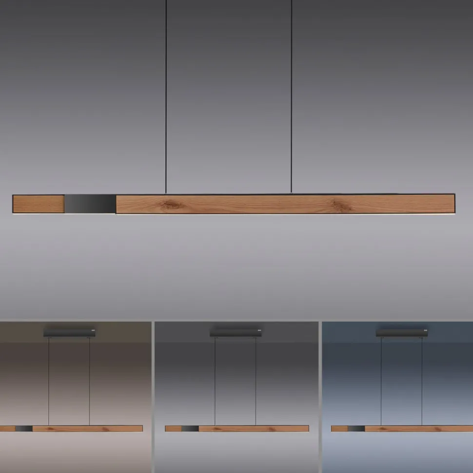 PURE LED hanglamp Moto-Rise, houtkleurig, aluminium, CCT