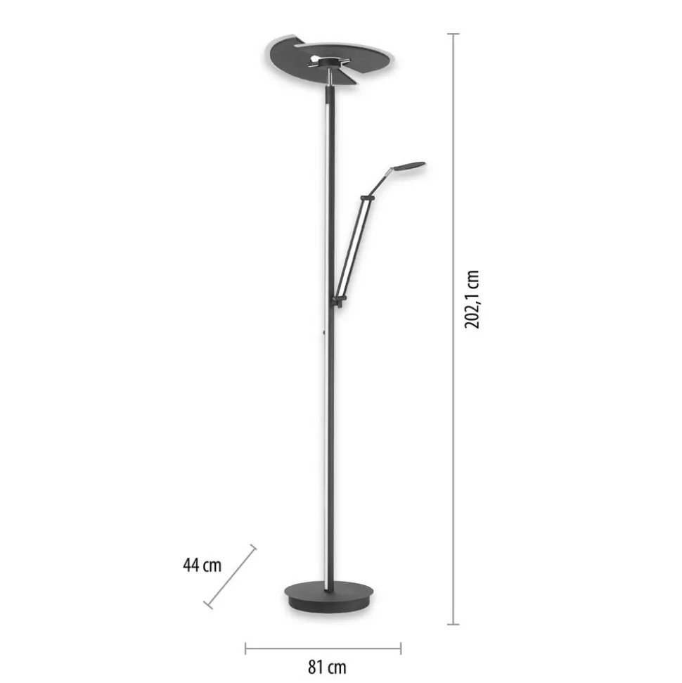 PURE Mutil LED vloerlamp, leeslamp, antraciet