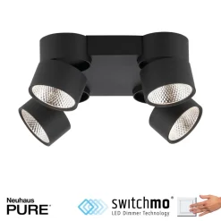 Pure Nola LED plafondlamp 4-lamps zwart