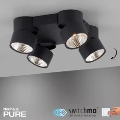 Pure Nola LED plafondlamp 4-lamps zwart