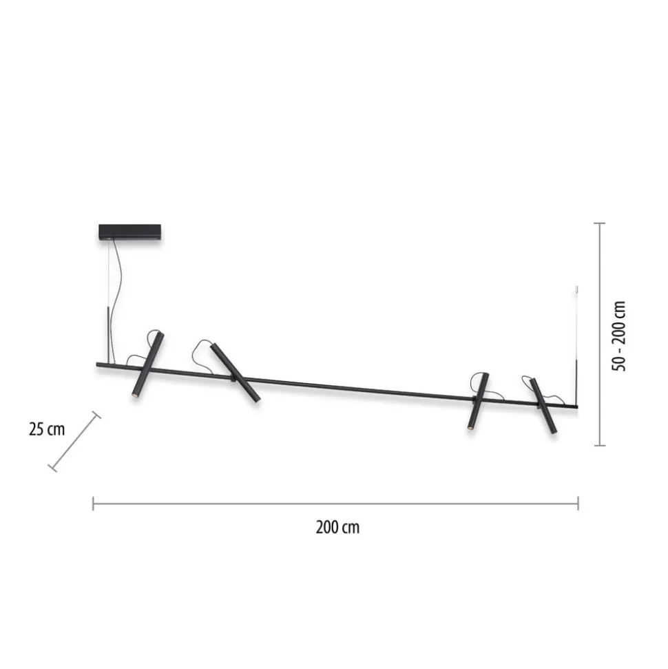 Pure Tutua LED hanglamp, 4-lamps, zwart