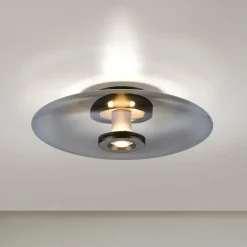PURE Vitrum LED plafondlamp, grijs, glas/aluminium, Ø 45 cm
