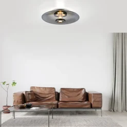 PURE Vitrum LED plafondlamp, grijs, glas/aluminium, Ø 45 cm