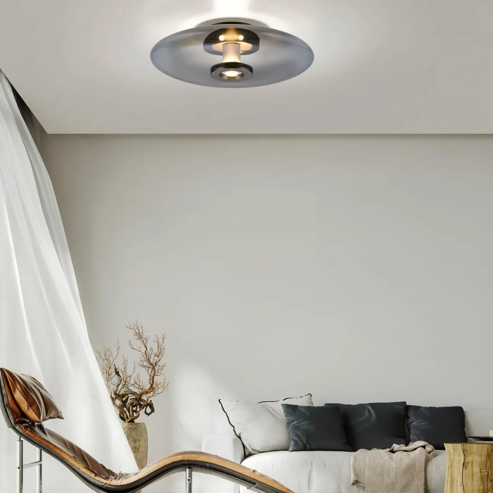 PURE Vitrum LED plafondlamp, grijs, glas/aluminium, Ø 45 cm