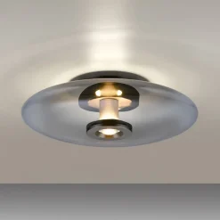 PURE Vitrum LED plafondlamp, grijs, glas/aluminium, Ø 45 cm