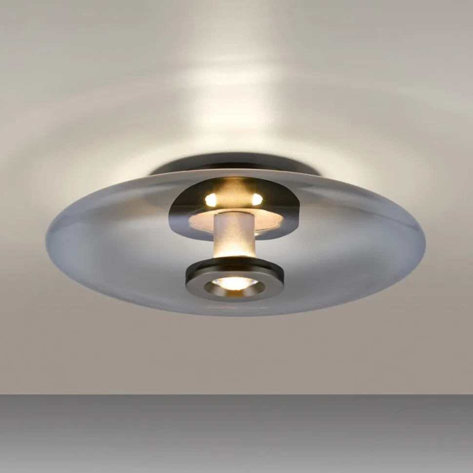 PURE Vitrum LED plafondlamp, grijs, glas/aluminium, Ø 45 cm