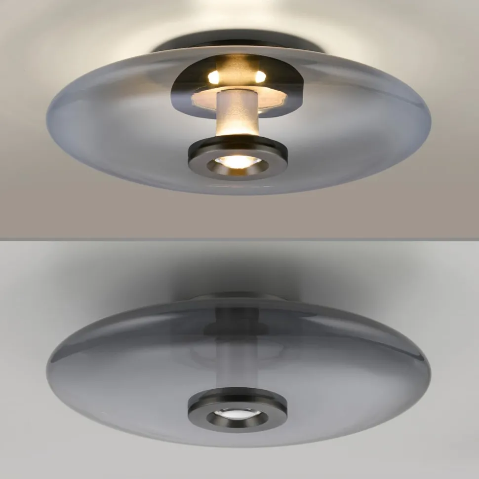 PURE Vitrum LED plafondlamp, grijs, glas/aluminium, Ø 45 cm