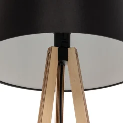 Quitani driepoot vloerlamp Jata, houtchintz, zwart