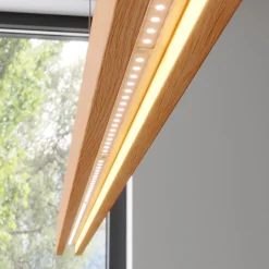 Quitani hanglamp Alin, lengte 138 cm, natuurlijk eiken